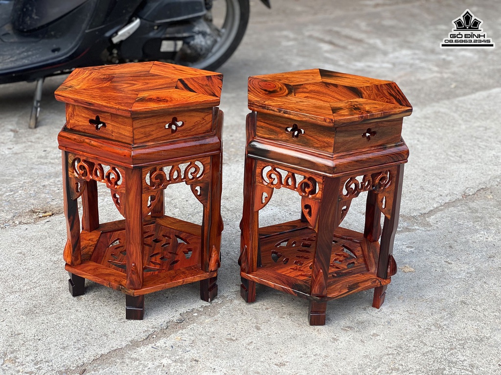 Cặp Đôn Lục Năng Gỗ Trắc Cao 40 Mặt 28 (cm) 2