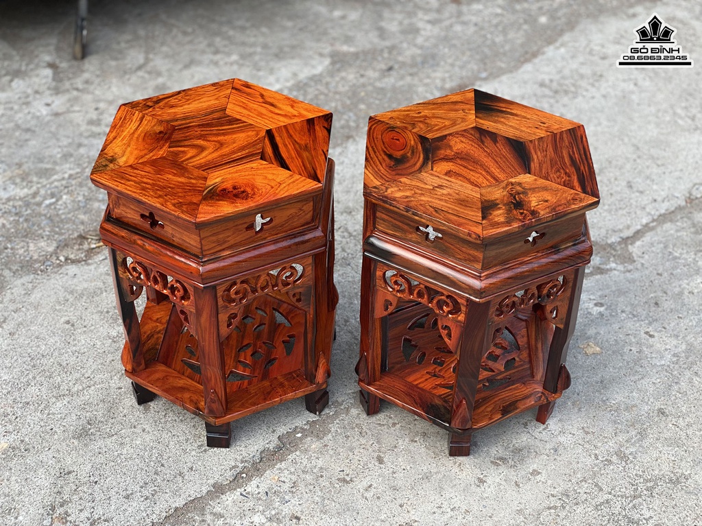 Cặp Đôn Lục Năng Gỗ Trắc Cao 40 Mặt 28 (cm)