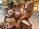 Tượng Bò Tót Gỗ Nu Ngọc Am Cao 66 Ngang 70 Sâu 36 (cm) 0
