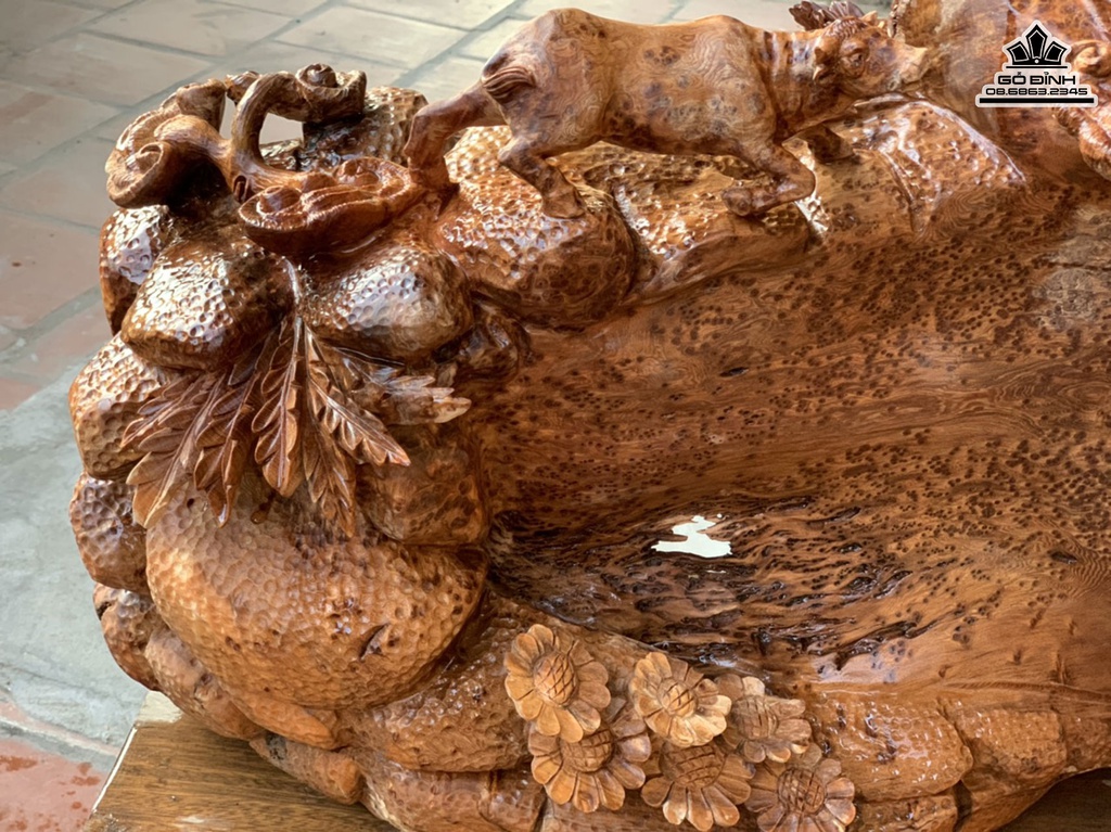 Tượng Bò Tót Gỗ Nu Ngọc Am Cao 66 Ngang 70 Sâu 36 (cm) 3