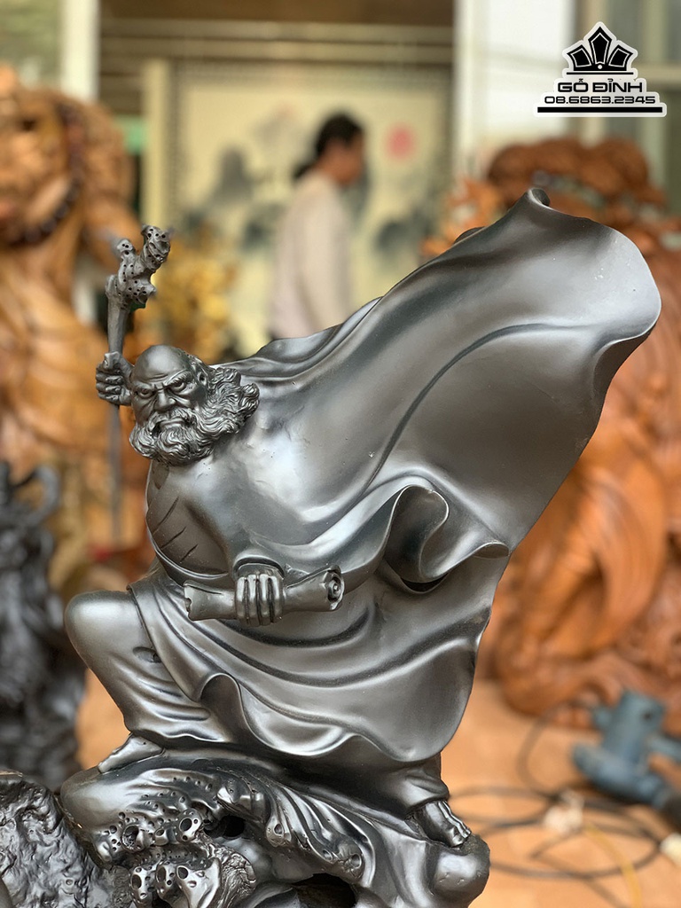 Tượng Đạt Ma Sư Tổ Gỗ Mun Sừng Cao 63 Ngang 35 Sâu 20 (cm) 0