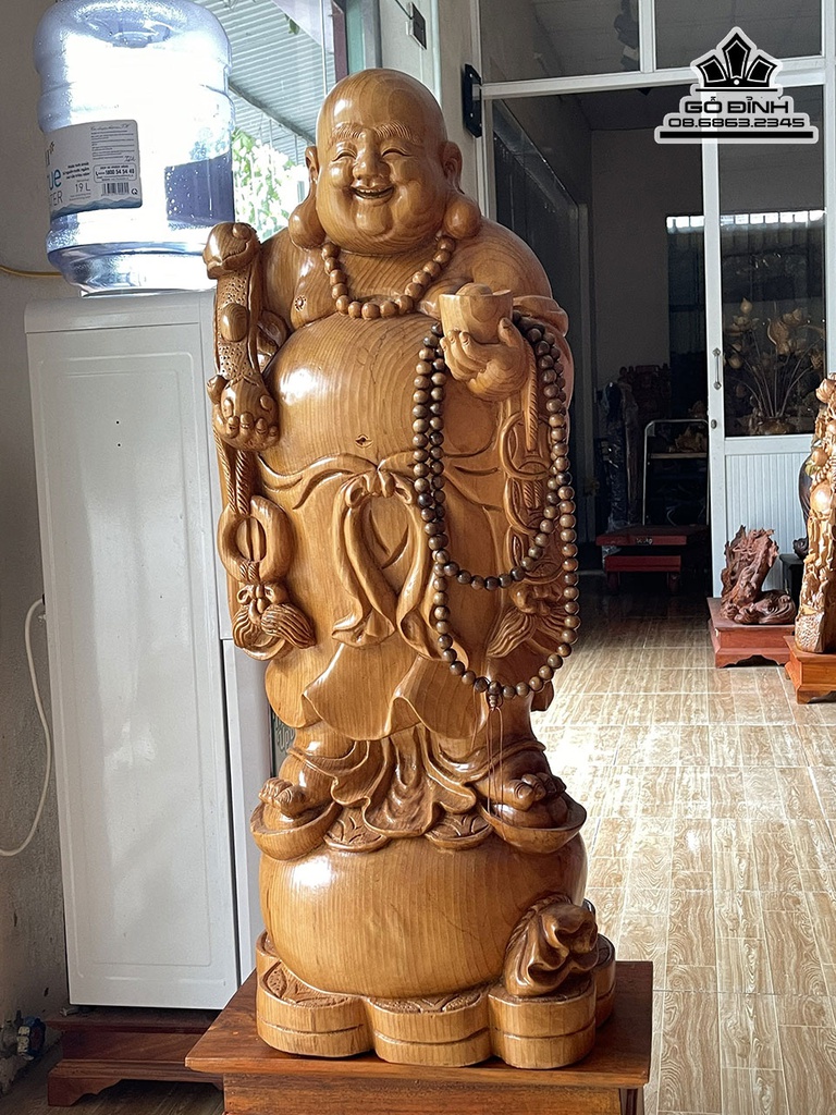 Tượng Phật Di Lặc Chúc Phúc Gỗ Ngọc Am Cao 96 Ngang 37 Sâu 30 (cm) 0