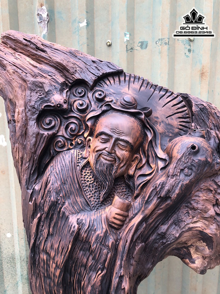 Tượng Thần Trà Gỗ Bách Xanh Cao 83 Ngang 55 Sâu 18 (cm) 1