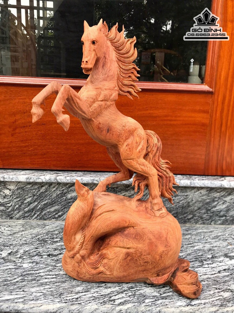 Tượng Ngựa Phong Thủy (Nhất Mã) Gỗ Hương Cao 55 Ngang 30 Sâu 15 (cm) 1