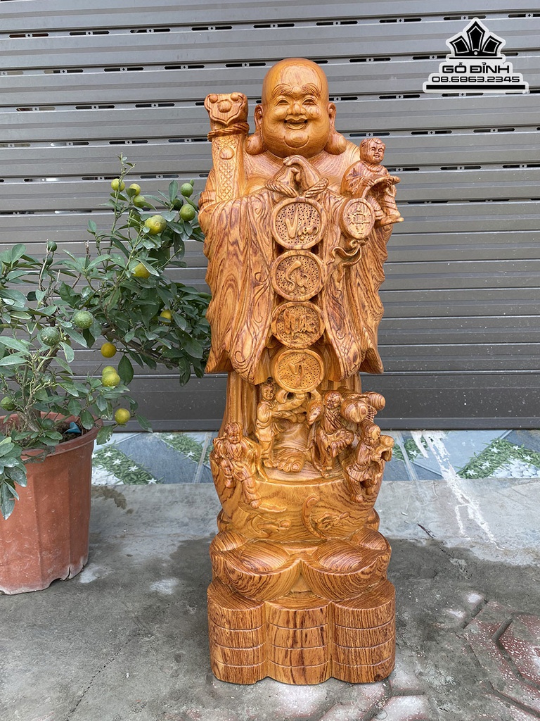 Tượng Phật Di Lặc Chúc Phúc Gỗ Hương Cao 80 Ngang 26 Sâu 23 (cm) 0