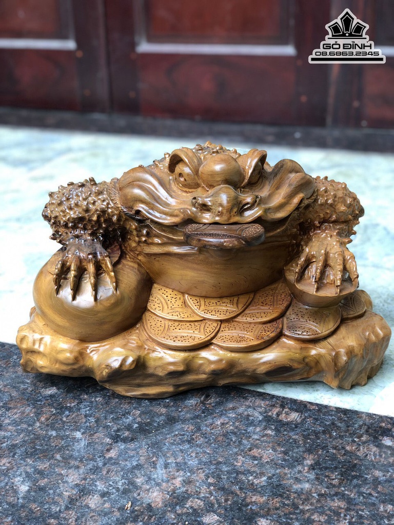 Tượng Cóc Thiềm Thừ Gỗ Bách Xanh Cao 30 Ngang 45 Sâu 30 (cm) 4