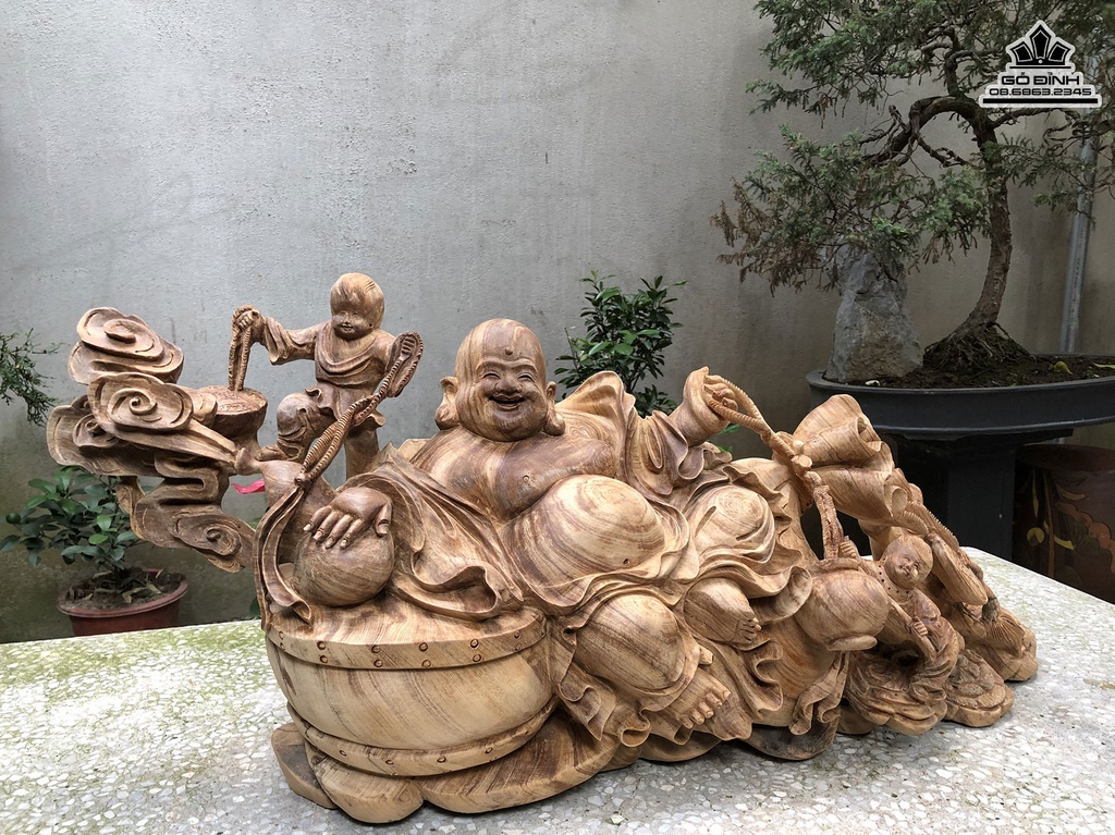 Tương Phật Di Lặc Tam Phúc Gỗ Ngọc Am Cao 36 Ngang 80 Sâu 27 (cm) 1
