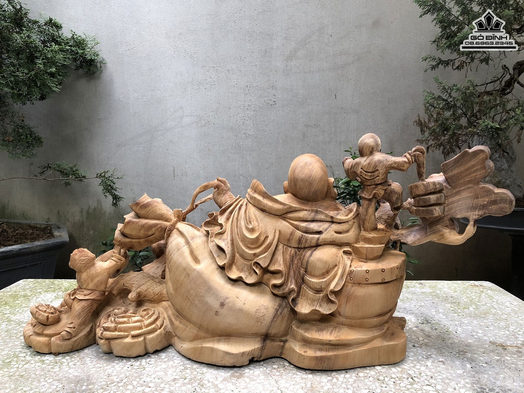 Tương Phật Di Lặc Tam Phúc Gỗ Ngọc Am Cao 36 Ngang 80 Sâu 27 (cm) 3