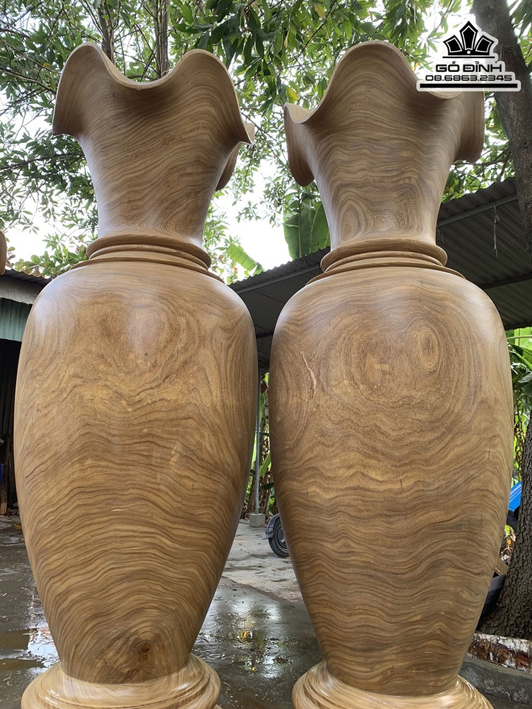Cặp Lục Bình Gỗ Cẩm Vàng Số 6 Cao 200 Đường Kính 61 (cm) 1