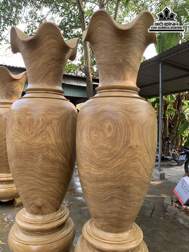 Cặp Lục Bình Gỗ Cẩm Vàng Số 6 Cao 200 Đường Kính 61 (cm) 2