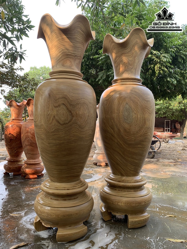 Cặp Lục Bình Gỗ Cẩm Vàng Số 6 Cao 200 Đường Kính 61 (cm) 3