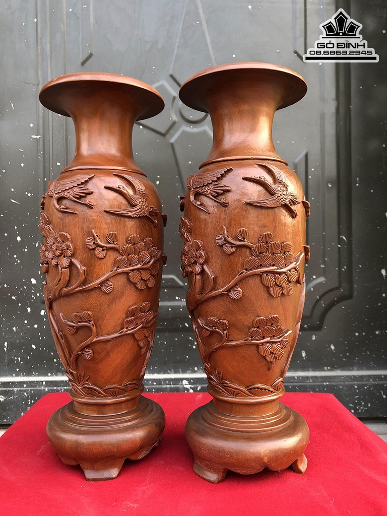Cặp Lục Bình Gỗ Hương Cao 37 Đường Kính 12.5 (cm) 3