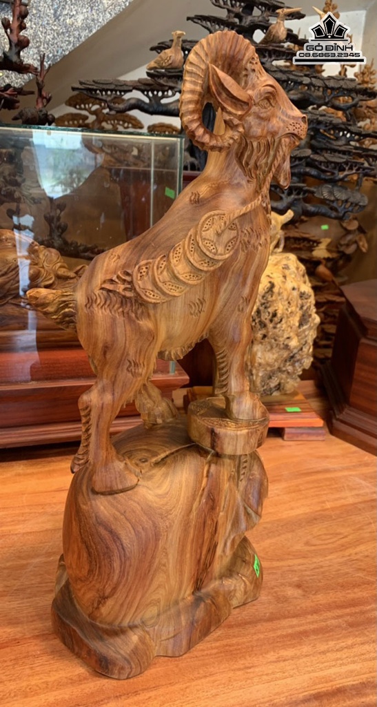 Tượng Dê Phong Thủy (Nhất Dương) Gỗ Hương Việt Cao 47 Ngang 23 Sâu 15 (cm) 5