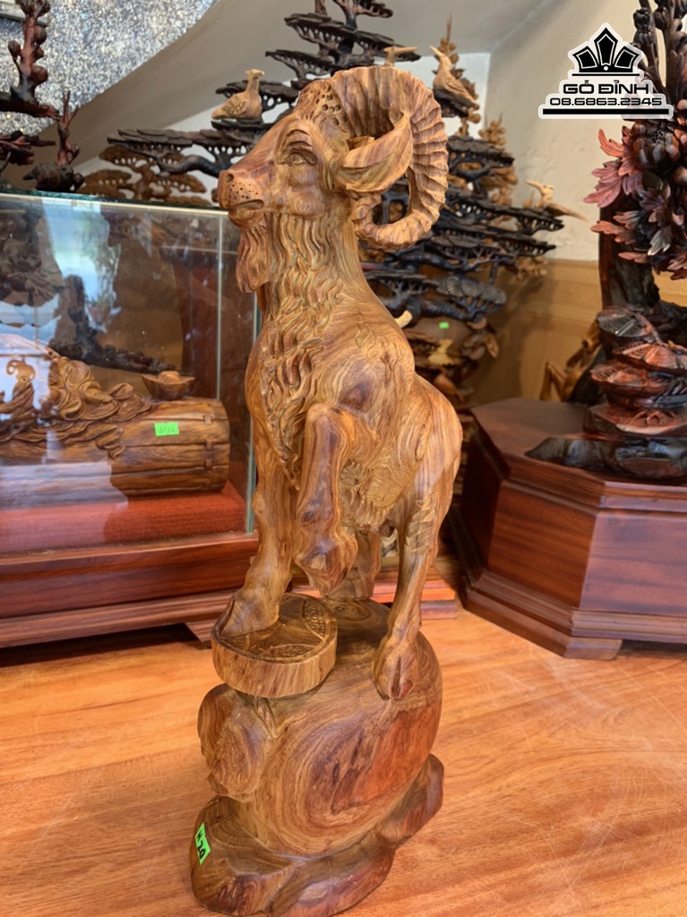 Tượng Dê Phong Thủy (Nhất Dương) Gỗ Hương Việt Cao 47 Ngang 23 Sâu 15 (cm) 6
