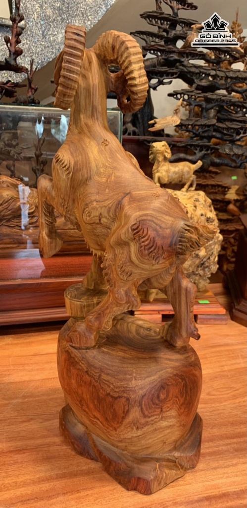 Tượng Dê Phong Thủy (Nhất Dương) Gỗ Hương Việt Cao 47 Ngang 23 Sâu 15 (cm) 7