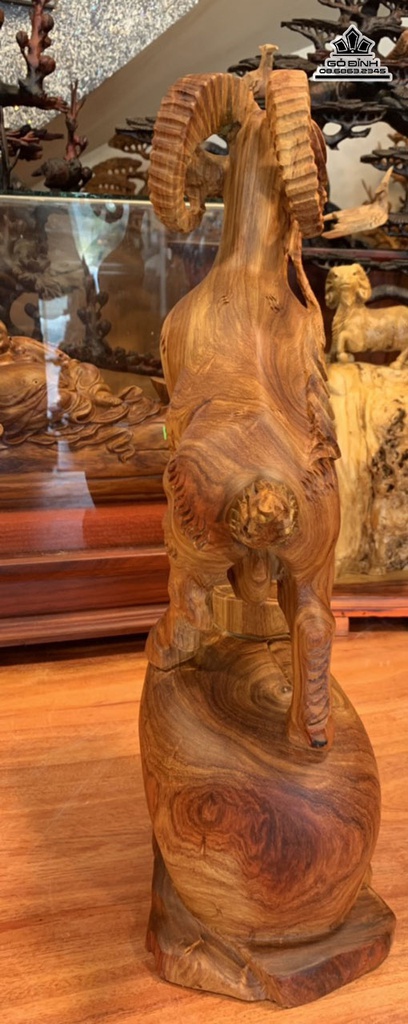 Tượng Dê Phong Thủy (Nhất Dương) Gỗ Hương Việt Cao 47 Ngang 23 Sâu 15 (cm) 8