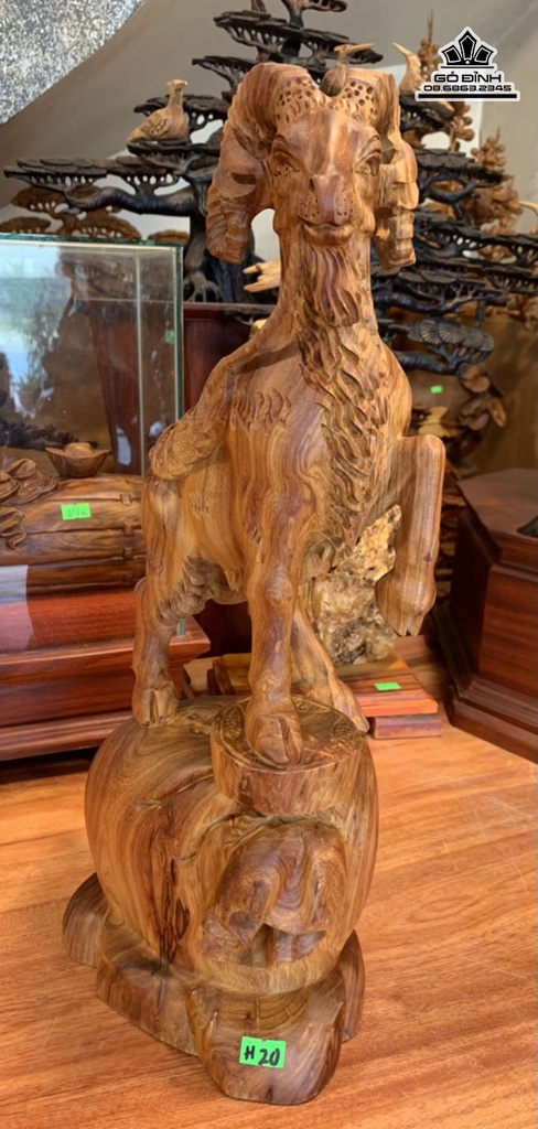 Tượng Dê Phong Thủy (Nhất Dương) Gỗ Hương Việt Cao 47 Ngang 23 Sâu 15 (cm) 9