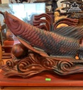 Tượng Cá Kim Long Gỗ Trắc Cao 31 Ngang 50 Sâu 16 (cm) 0