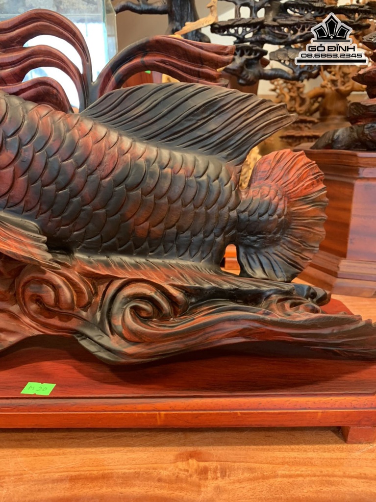 Tượng Cá Kim Long Gỗ Trắc Cao 31 Ngang 50 Sâu 16 (cm) 1