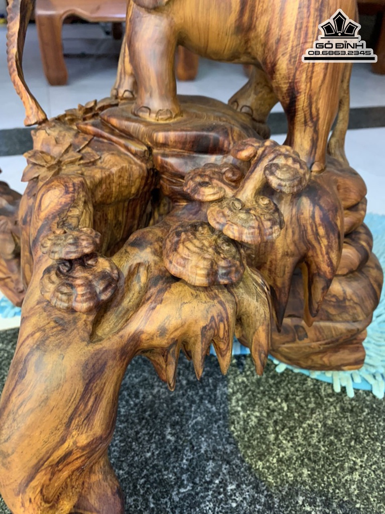 Tượng Voi Mẫu Tử Gỗ Sưa Cao 45 Ngang 58 Sâu 40 (cm) 5