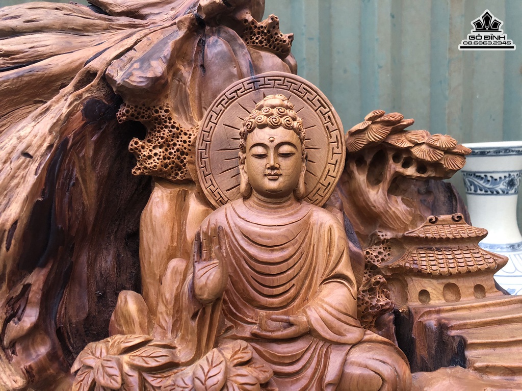 Tương Nhất Tâm Bái Phật Gỗ Bách Xanh Cao 41 Ngang 52 Sâu 41 (cm) 4