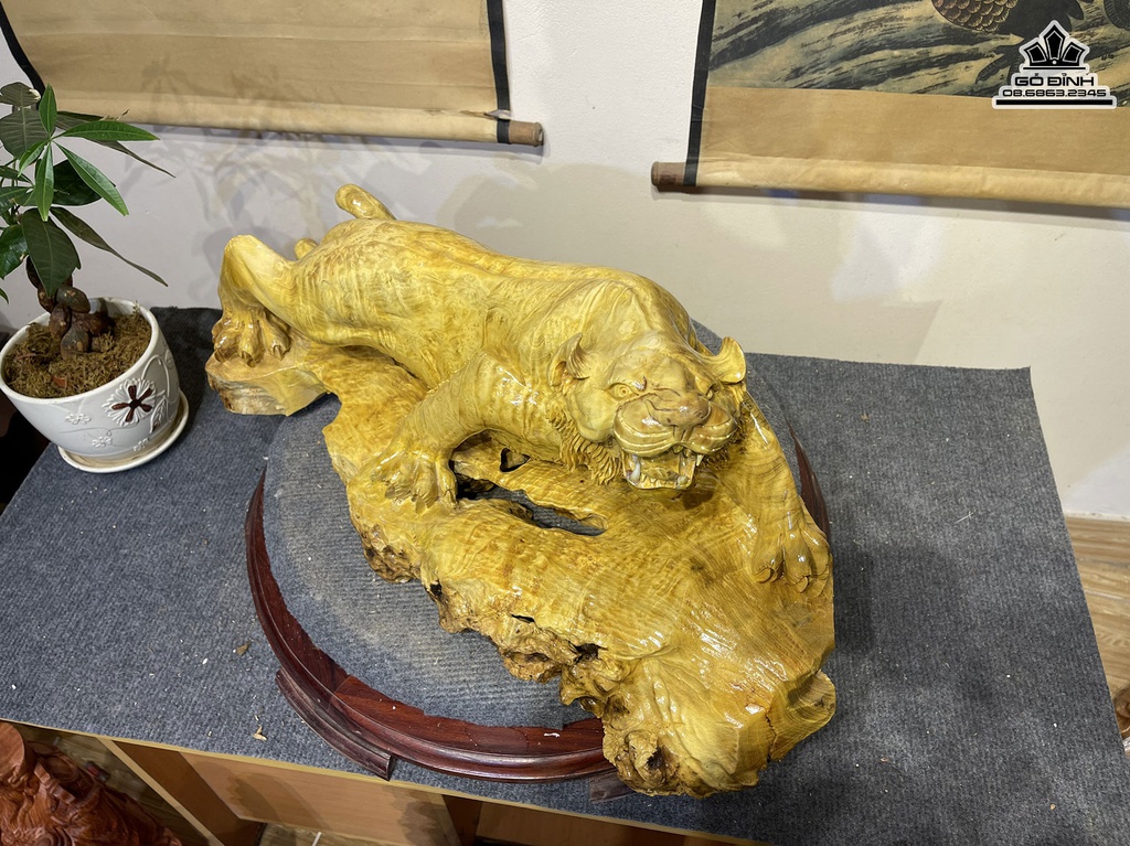 Tượng Hổ Gỗ Nu Kháo Cao 28 Ngang 63 Sâu 25 (cm) 1
