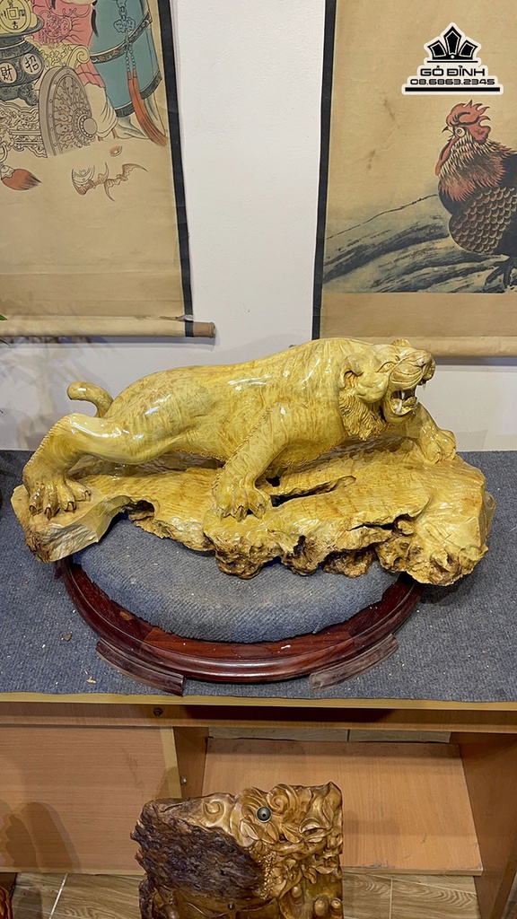 Tượng Hổ Gỗ Nu Kháo Cao 28 Ngang 63 Sâu 25 (cm) 2