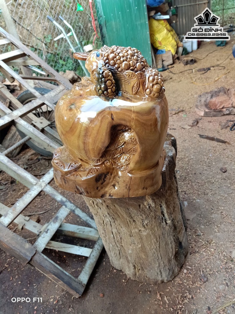 Tượng Tam Cóc Thiềm Thừ Gỗ Xá Xị (Gù Hương) Cao 33 Ngang 70 Sâu 37 (cm) 2