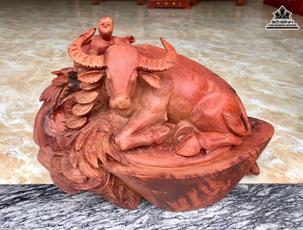 Tượng Trâu Gỗ Hương Việt Cao 38 Ngang 51 Sâu 31 (cm) 0