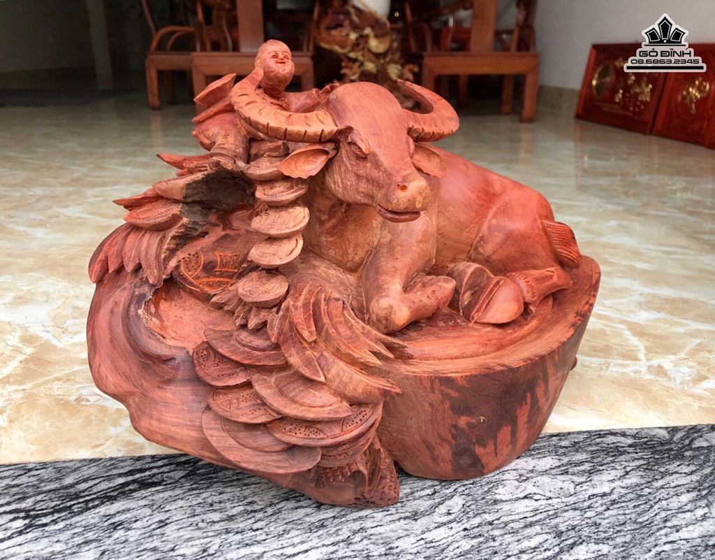 Tượng Trâu Gỗ Hương Việt Cao 38 Ngang 51 Sâu 31 (cm) 2