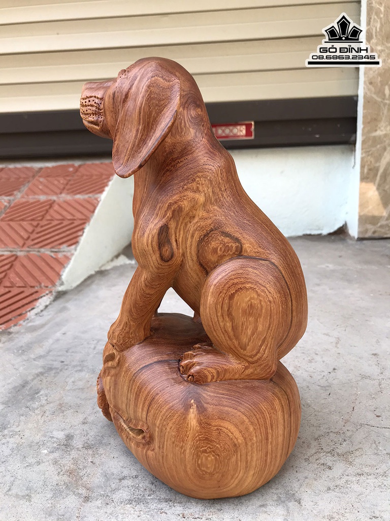 Tượng Chó Gỗ Hương Việt Cao 27 Ngang 16 Sâu 15 (cm) 2