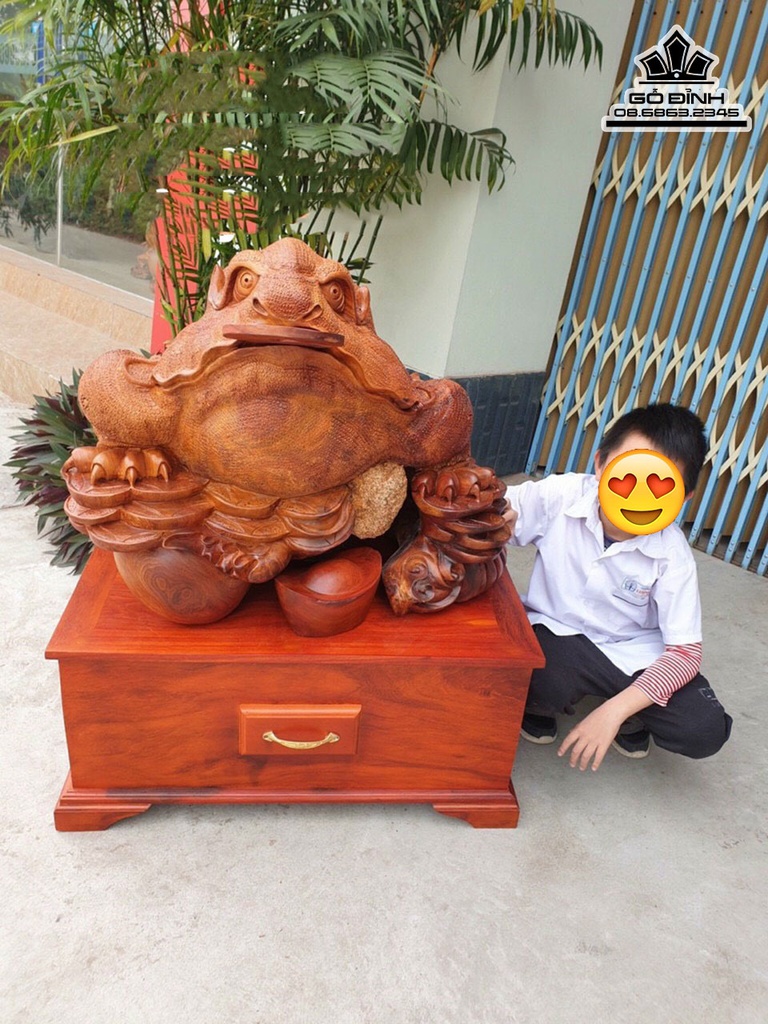 Tượng Cóc Thiềm Thừ Gỗ Hương Việt Cao 62 Ngang 80 Sâu 70 (cm) 1