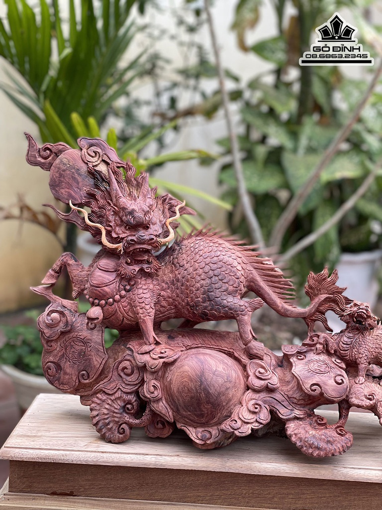 Tượng Long Mã Mẫu Tử Gỗ Hương Việt Cao 37 Ngang 52 Sâu 24 Cả Kỷ 46 (cm) 0