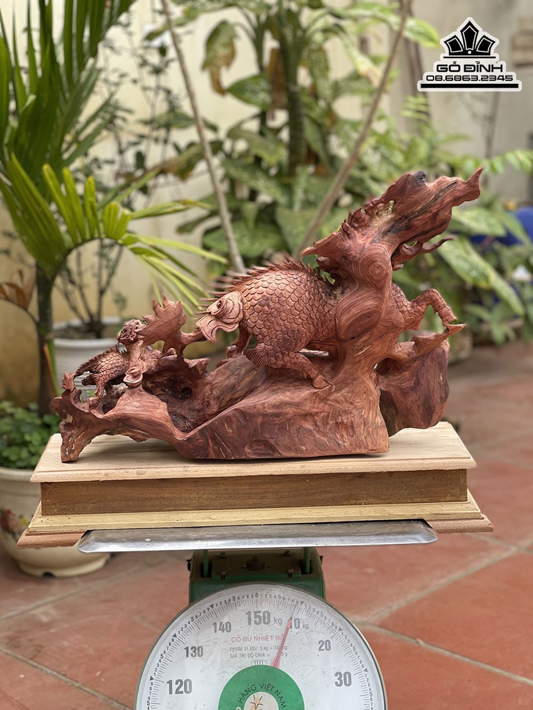 Tượng Long Mã Mẫu Tử Gỗ Hương Việt Cao 37 Ngang 52 Sâu 24 Cả Kỷ 46 (cm) 3