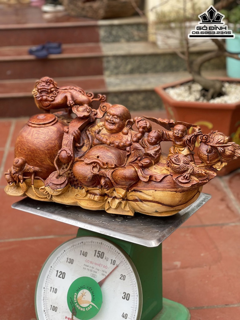 Tượng Phật Di Lặc Tam Phúc Gỗ Cẩm Việt Cao 32 Ngang 65 Sâu 25 (cm) 4