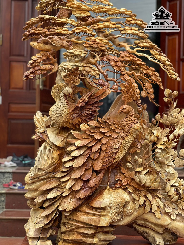 Tượng Phu Thê Viên Mãn Gỗ Hương Việt Cao 140 Ngang 86 Sâu 36 Cả Kỷ 168 (cm) 2