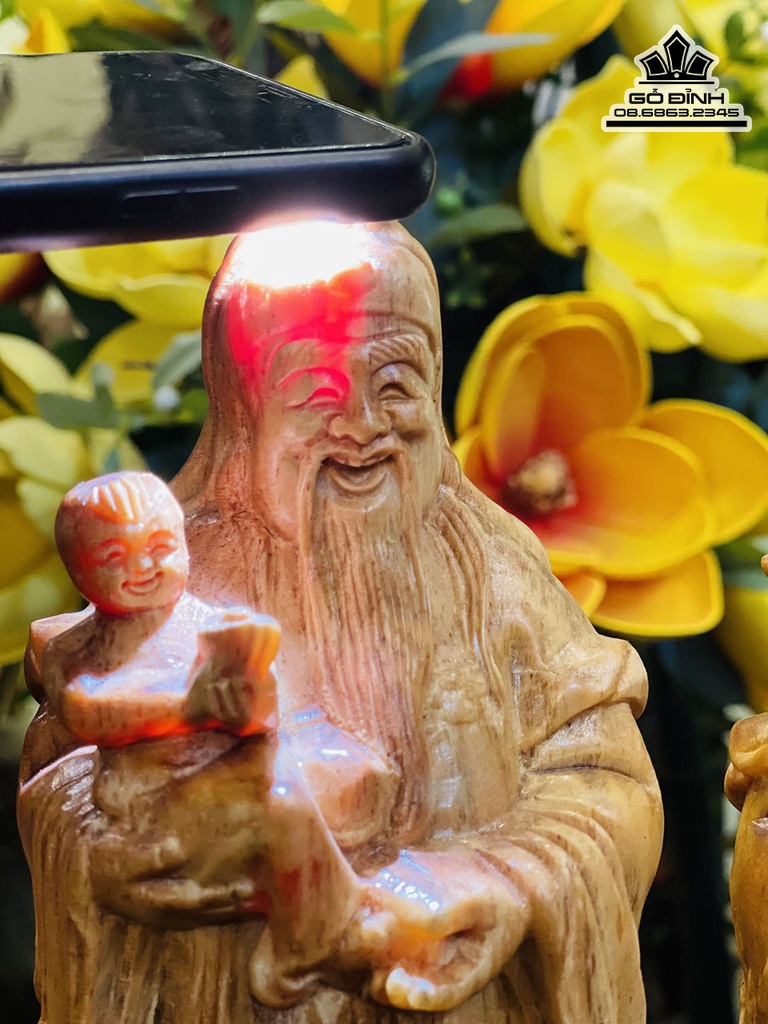 Tượng Phúc Lộc Thọ (Tam Đa) Gỗ Huyết Long Cao 30 Ngang 9.5 Sâu 7.5 (cm) 1