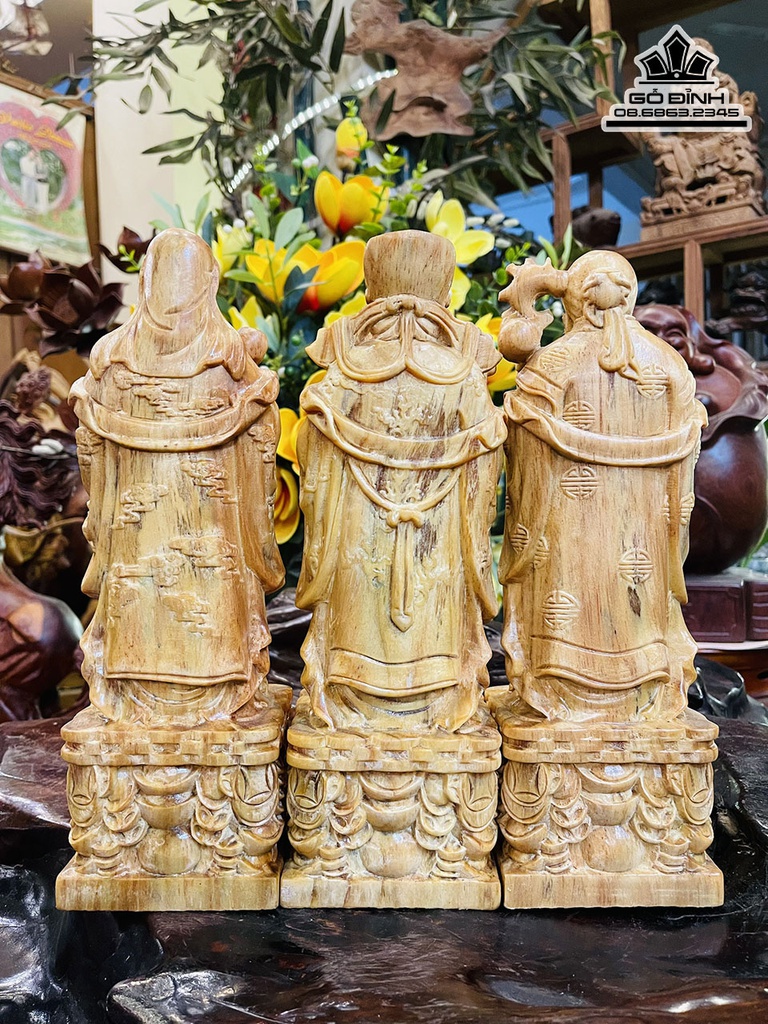 Tượng Phúc Lộc Thọ (Tam Đa) Gỗ Huyết Long Cao 30 Ngang 9.5 Sâu 7.5 (cm) 2