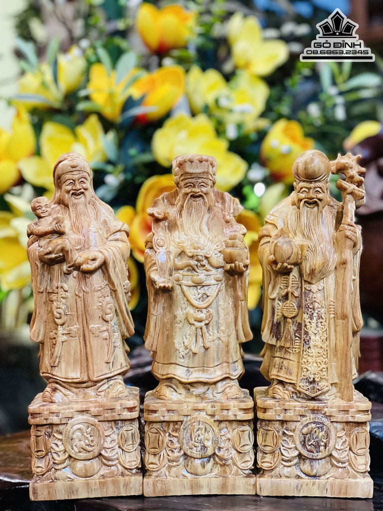 Tượng Phúc Lộc Thọ (Tam Đa) Gỗ Huyết Long Cao 30 Ngang 9.5 Sâu 7.5 (cm) 6