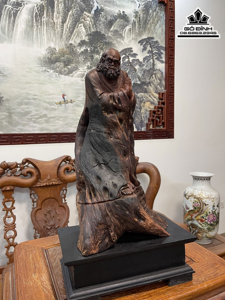 Tượng Đạt Ma Su Tổ Gỗ Cẩm Việt Cao 41 Ngang 22 Sâu 16 (cm) 1