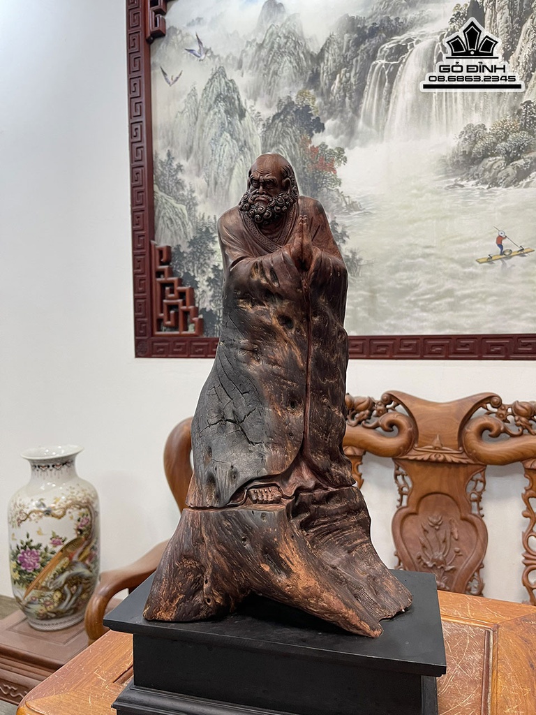 Tượng Đạt Ma Su Tổ Gỗ Cẩm Việt Cao 41 Ngang 22 Sâu 16 (cm) 2