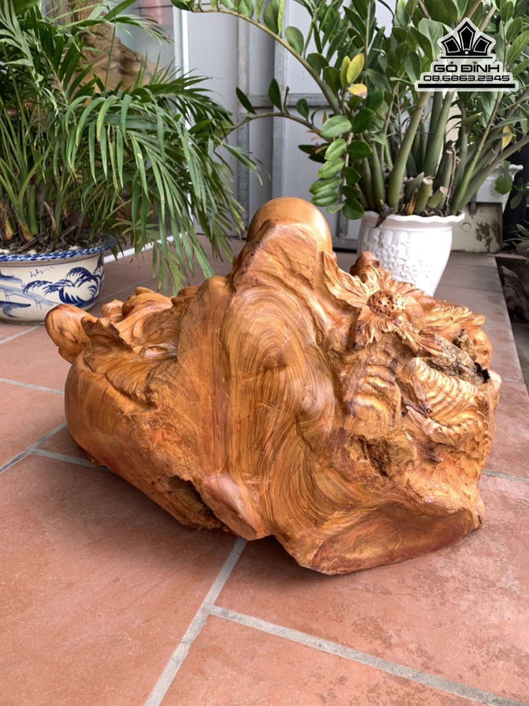 Tượng Phật Di Lặc Tam Phúc Gỗ Hương Việt Cao 43 Ngang 68 Sâu 55 (cm) 1