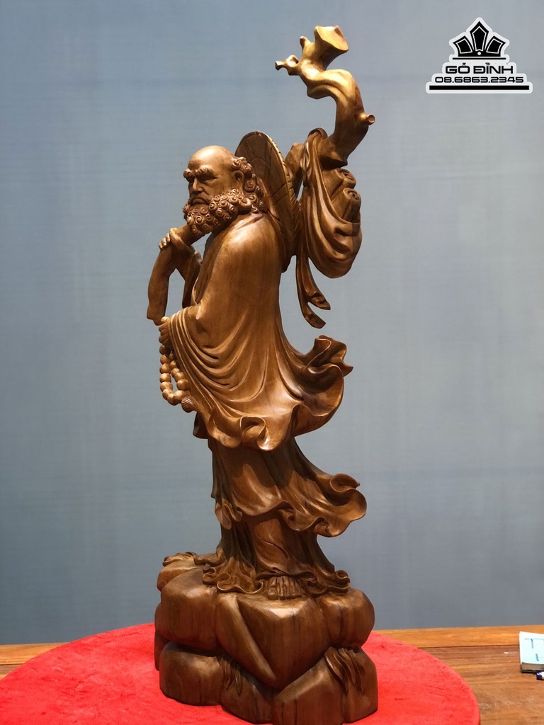 Tượng Đạt Ma Sư Tổ Giáo Hóa Gỗ Ngọc Am Cao 100 Ngang 40 Sâu 20 (cm) 0