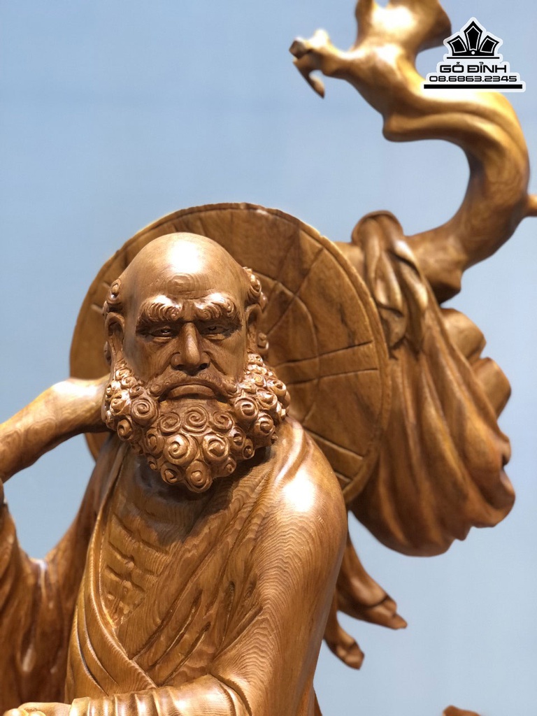 Tượng Đạt Ma Sư Tổ Giáo Hóa Gỗ Ngọc Am Cao 100 Ngang 40 Sâu 20 (cm) 1