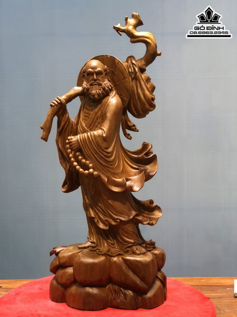 Tượng Đạt Ma Sư Tổ Giáo Hóa Gỗ Ngọc Am Cao 100 Ngang 40 Sâu 20 (cm) 4