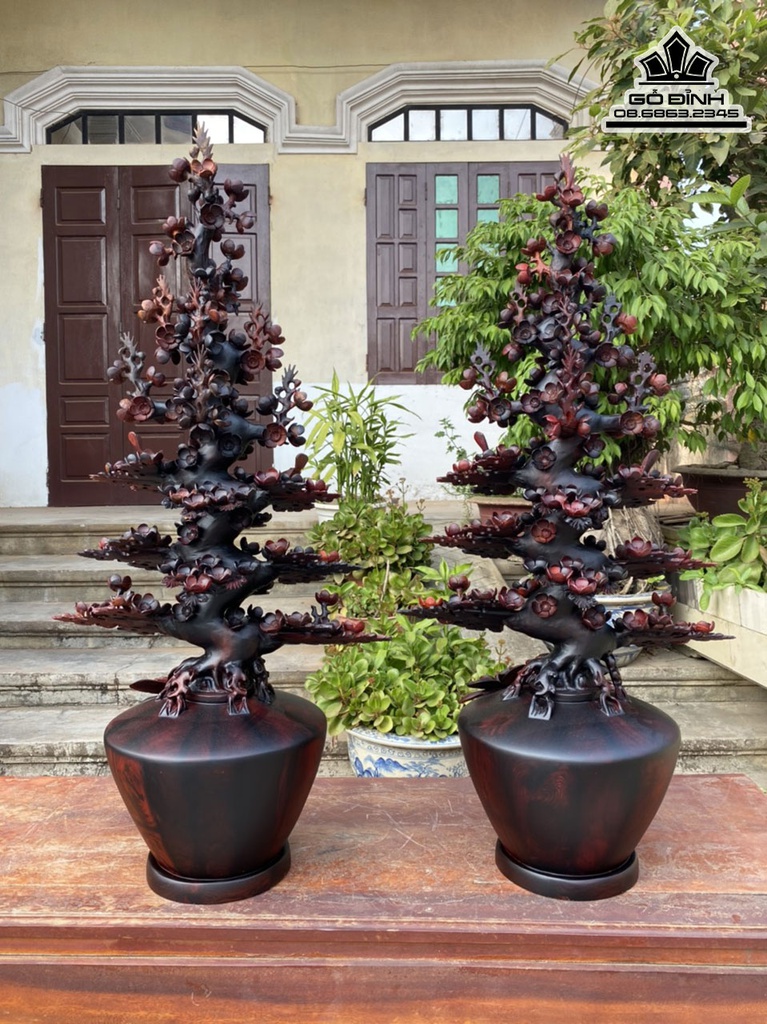 Cặp Bình Mai Gỗ Trắc Cao 102 Ngang 48 Sâu 33 (cm) 0
