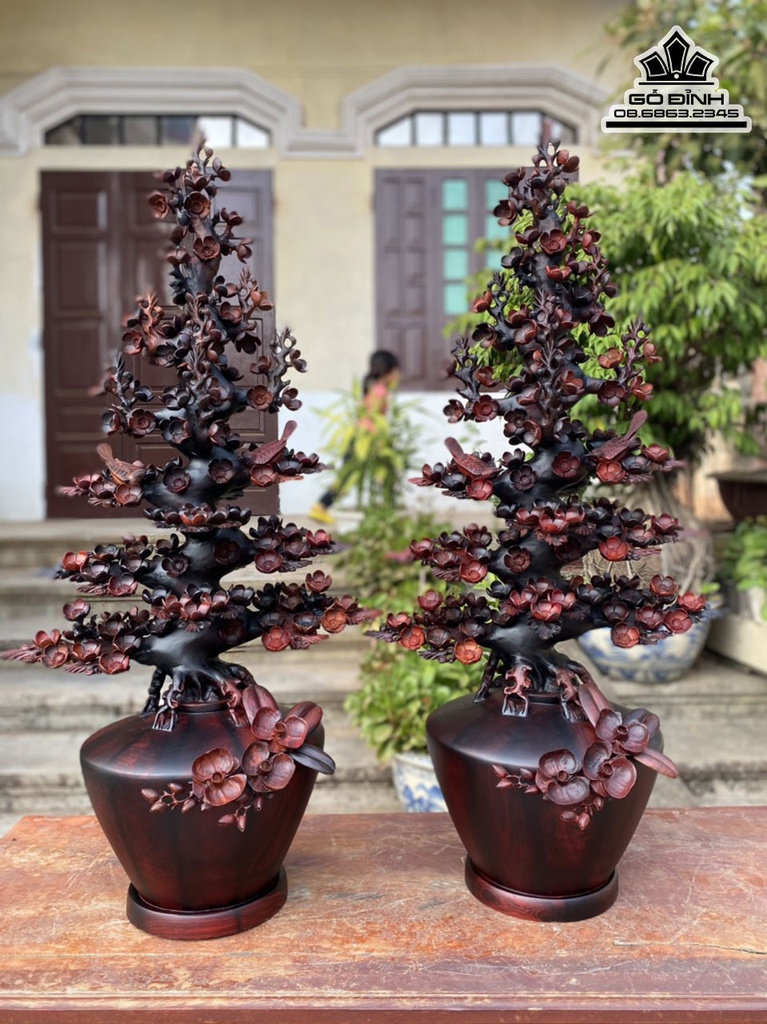 Cặp Bình Mai Gỗ Trắc Cao 102 Ngang 48 Sâu 33 (cm) 3