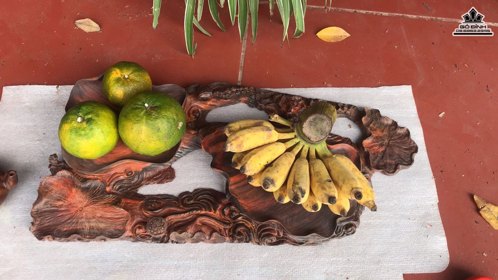 Khay Đựng Hoa Quả Gỗ Trắc Cao 6 Ngang 56 Sâu 27 (cm) 4