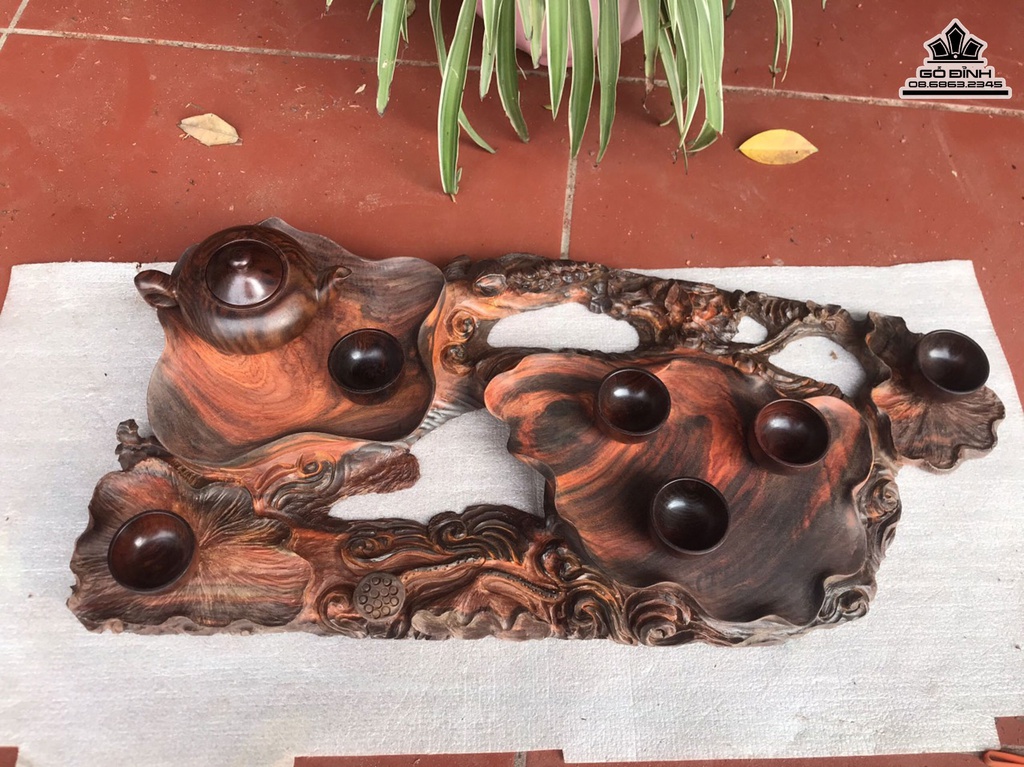 Khay Đựng Hoa Quả Gỗ Trắc Cao 6 Ngang 56 Sâu 27 (cm) 5