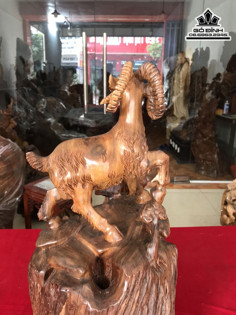 Tượng Dê Gỗ Bách Xanh Cao 48 ngang 25 Sâu 22 (cm) 0